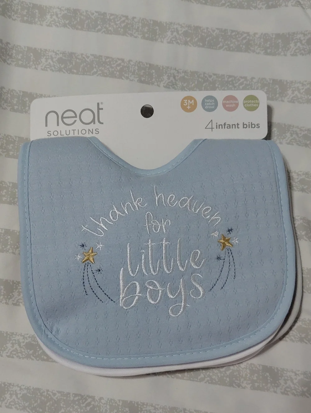 Neat Solutions Light Blue Infant Bib - Thank Heaven for Little Boys (4-Pack)